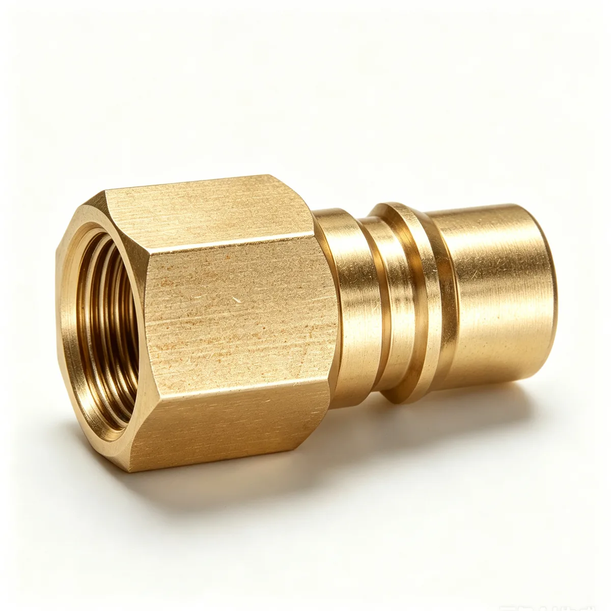 PF Series brass quick connect coupler plug with Rc 1/2 female thread and automatic shut-off valve