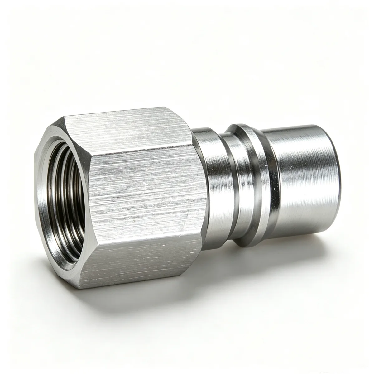 PF Series quick connect coupler plug, stainless steel, 1 inch Rc female thread, IMPA 351456