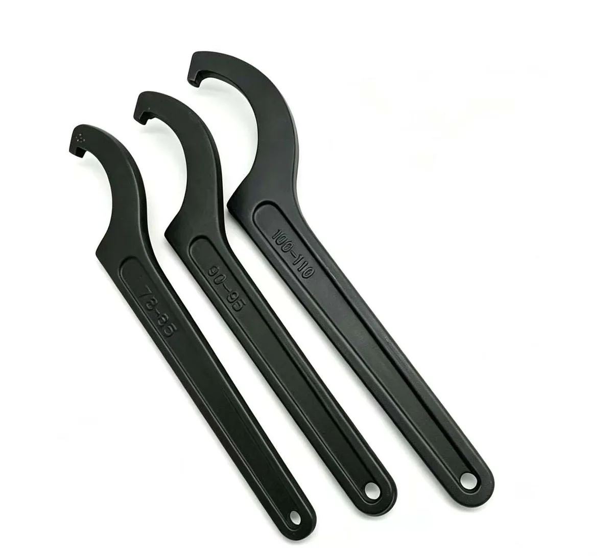 Hook Spanner Wrenches IMPA 611206-611225 Hook spanner wrenches for slotted round nuts, IMPA 611206-611225, alloy steel marine tools