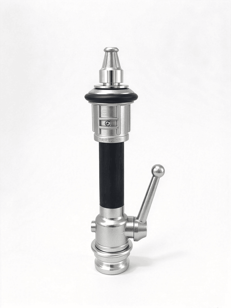 Marine fire hose nozzle with interchangeable inlet adapter for shipboard firefighting