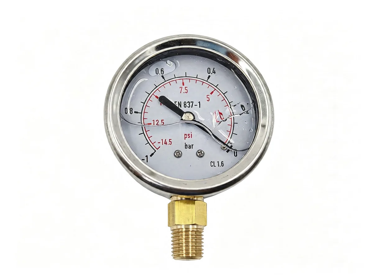 Glycerine filled pressure gauge 0-60 bar 63mm dial marine