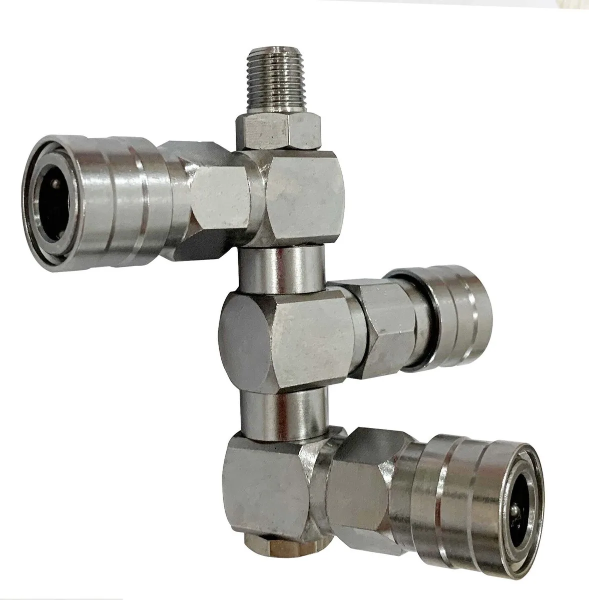 Rotary line coupler 3 branches brass chrome-plated marine air hose fitting